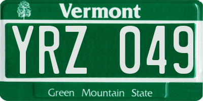 VT license plate YRZ049