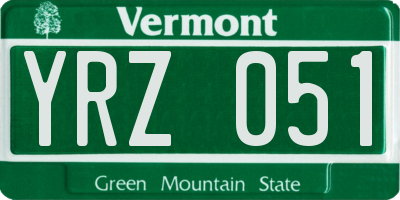 VT license plate YRZ051