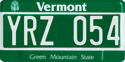 VT license plate YRZ054