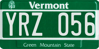VT license plate YRZ056