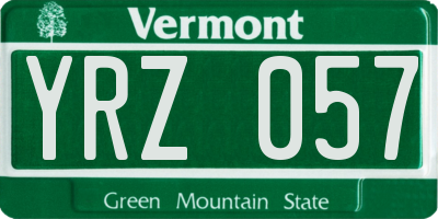 VT license plate YRZ057