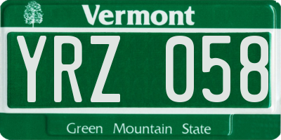 VT license plate YRZ058
