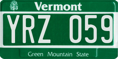 VT license plate YRZ059