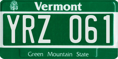 VT license plate YRZ061