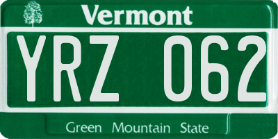 VT license plate YRZ062