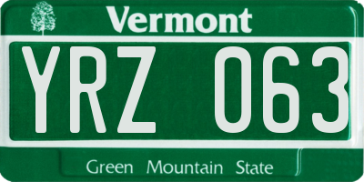 VT license plate YRZ063