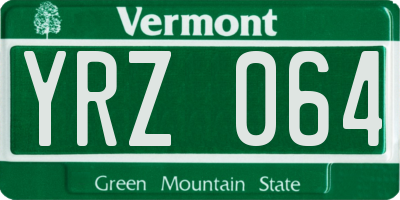 VT license plate YRZ064