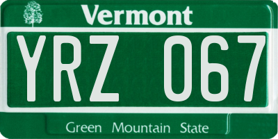 VT license plate YRZ067