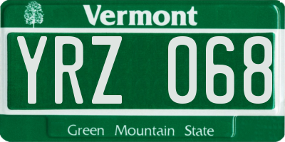 VT license plate YRZ068