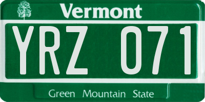 VT license plate YRZ071