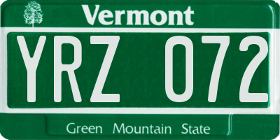 VT license plate YRZ072