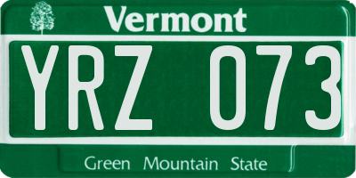 VT license plate YRZ073
