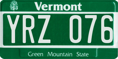 VT license plate YRZ076
