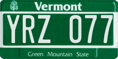 VT license plate YRZ077