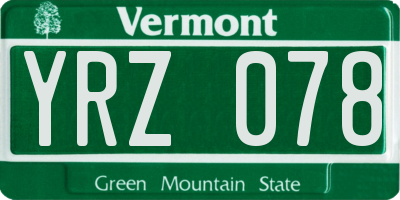 VT license plate YRZ078