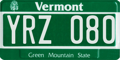 VT license plate YRZ080