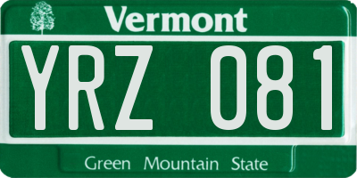 VT license plate YRZ081