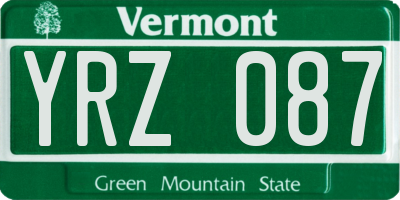 VT license plate YRZ087