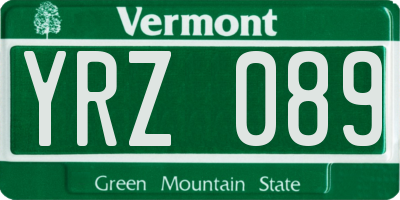 VT license plate YRZ089