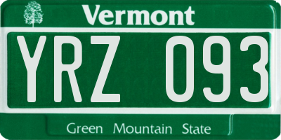 VT license plate YRZ093