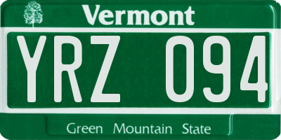 VT license plate YRZ094