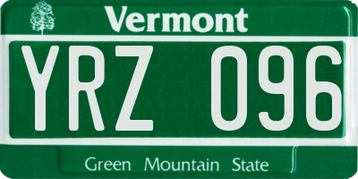 VT license plate YRZ096