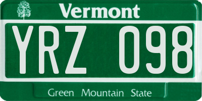 VT license plate YRZ098