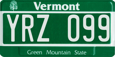 VT license plate YRZ099