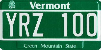 VT license plate YRZ100