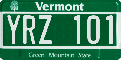 VT license plate YRZ101