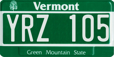 VT license plate YRZ105