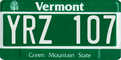VT license plate YRZ107