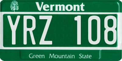 VT license plate YRZ108