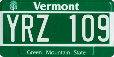 VT license plate YRZ109