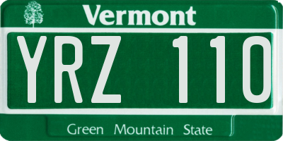 VT license plate YRZ110