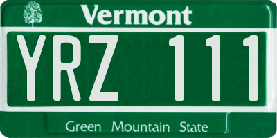 VT license plate YRZ111