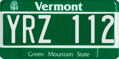 VT license plate YRZ112