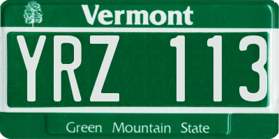 VT license plate YRZ113