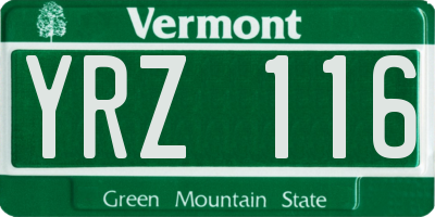 VT license plate YRZ116
