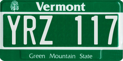 VT license plate YRZ117