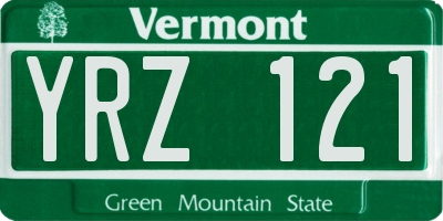 VT license plate YRZ121