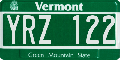VT license plate YRZ122