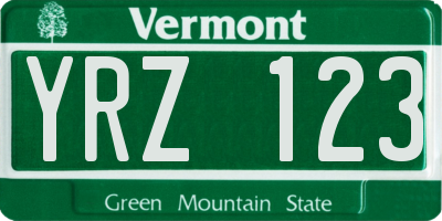 VT license plate YRZ123