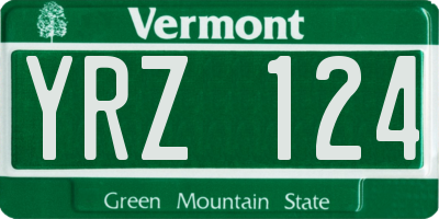 VT license plate YRZ124