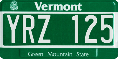 VT license plate YRZ125