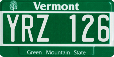 VT license plate YRZ126