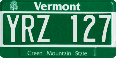 VT license plate YRZ127