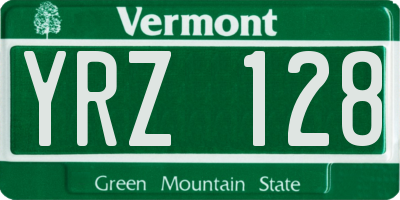 VT license plate YRZ128