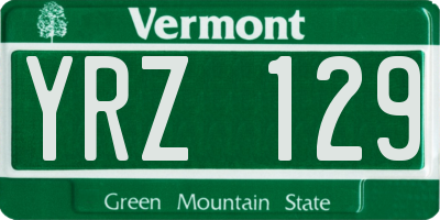 VT license plate YRZ129