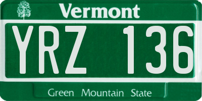 VT license plate YRZ136